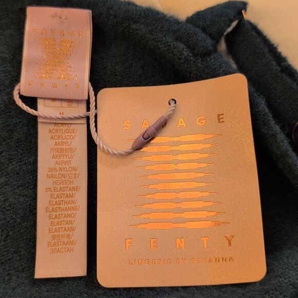 Savage Fenty women's green fuzzy knit sweater dress slip size medium NWT‎ - Picture 6 of 9